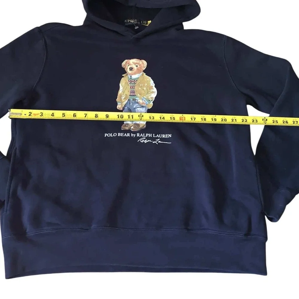 Polo Ralph Lauren Navy Blue Polo Bear Hoodie L Utility Jacket Tan Denim Gorpcore